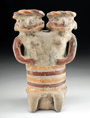 RARE / LARGE JALISCO POLYCHROME 2-HEADED