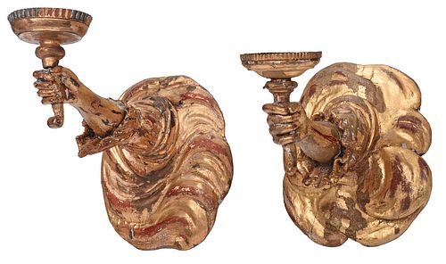NEAR PAIR OF FRENCH FIGURAL GILT