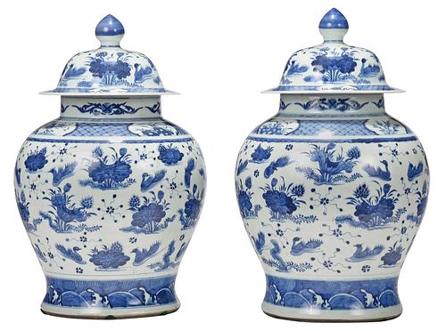 LARGE PAIR CHINESE BLUE AND WHITE