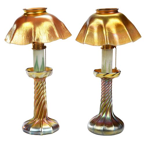 PAIR OF TIFFANY FAVRILE CANDLESTICK