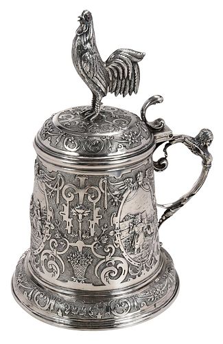 DUTCH SILVER STEIN, ROOSTER FINIALtapering