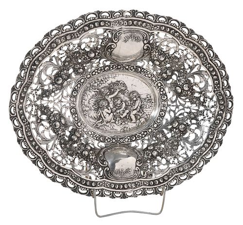 LARGE GERMAN SILVER OPENWORK SERVING 370fe2