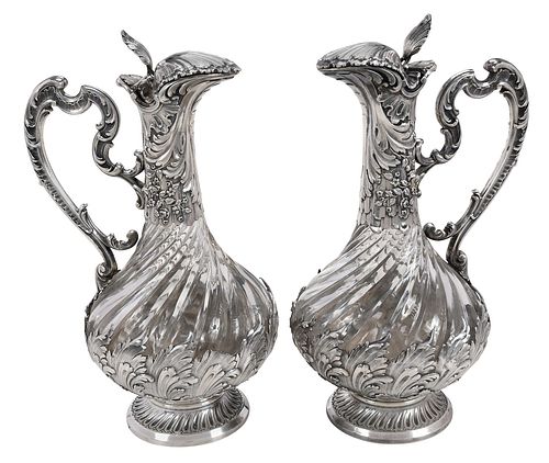 PAIR OF FRENCH SILVER MOUNTED GLASS 370fdd