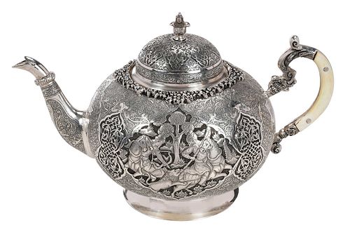 PERSIAN SILVER TEAPOT20th century,