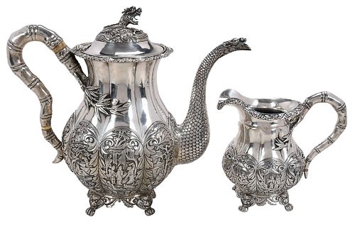 CHINESE EXPORT SILVER COFFEE POT 370ff8