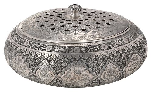 PERSIAN SILVER INCENSE BURNERround