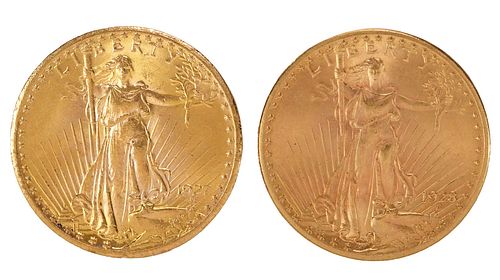 TWO ST. GAUDENS $20 DOUBLE EAGLE