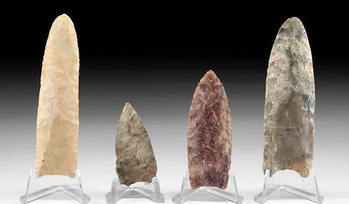 4 NATIVE AMERICAN CHERT CLOVIS PROJECTILE