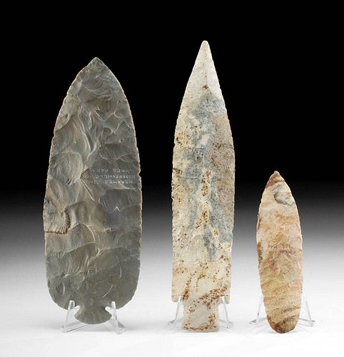 3 NATIVE AMERICAN FLINT SPEAR TIPSNative