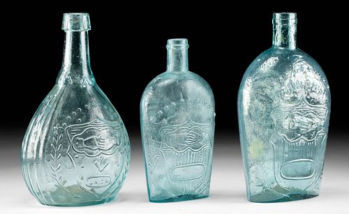 19TH C. CIVIL WAR ERA GLASS FLASKS