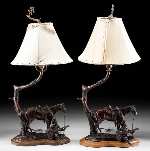 2 OESTREICHER BRONZE ROY ROGERS LAMPS