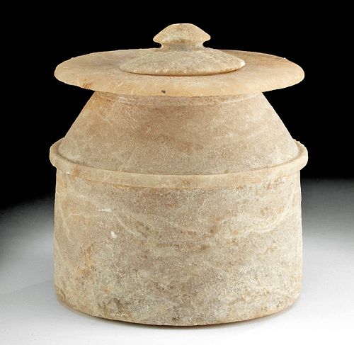 HELLENISTIC GREEK ALABASTER LIDDED 3710dd