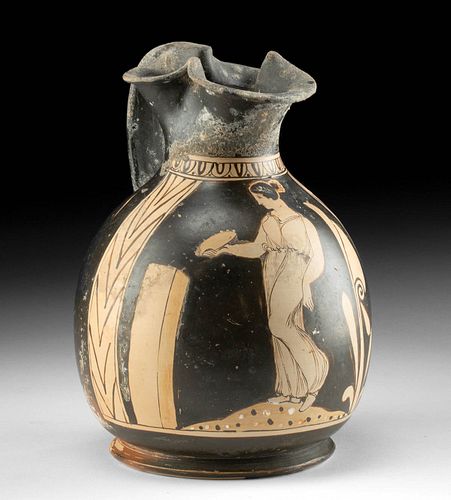 GREEK RED FIGURE TREFOIL OINOCHOE,