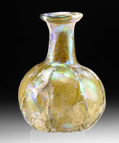 ROMAN YELLOW GLASS FLASK W APPLIED 3710ed