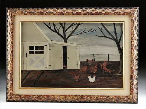 EMILE BRANCHARD PAINTING - CHICKEN BARN,