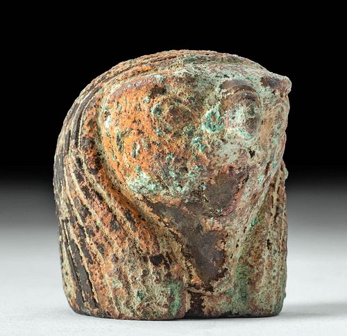 EGYPTIAN BRONZE FALCON HEAD FINIAL 371150