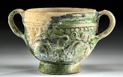 ROMAN GREEN GLAZED POTTERY VESSEL  37115a