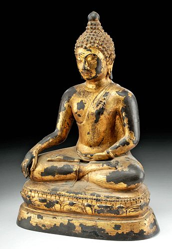 18TH C THAI BRASS SEATED BUDDHA  37117d