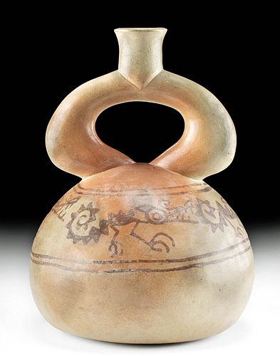 SALINAR POTTERY STIRRUP VESSEL W/ ZOOMORPHS,