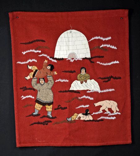 20TH C. ALASKAN INUIT WOOL FELT PANEL