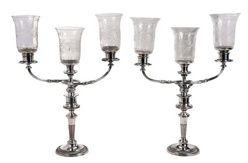 PAIR OLD SHEFFIELD PLATE CANDELABRA 3711fc