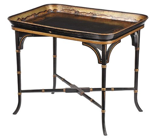 REGENCY STYLE BLACK LACQUER PARCEL 37120a