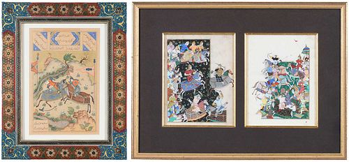 TWO FRAMED PERSIAN MINIATURE PAINTINGS Iranian 37123b