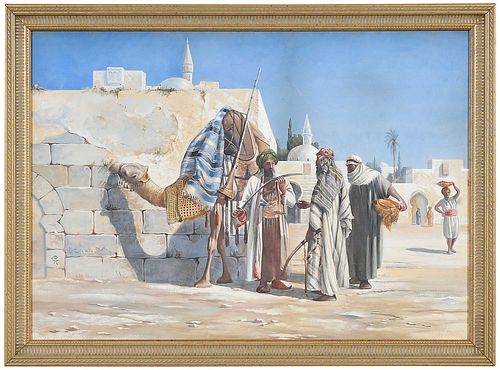 ORIENTALIST WATERCOLOR SWORD MERCHANTS 19th 20th 371246