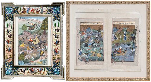TWO FRAMED MUGHAL MINIATURE PAINTINGS Persian Indian 371265