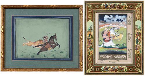 TWO FRAMED MUGHAL MINIATURE PAINTINGS Indian 37126b