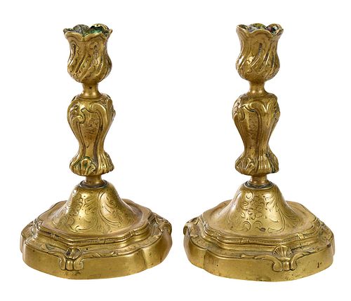 PAIR OF FRENCH BRASS CANDLESTICKSlate 371271