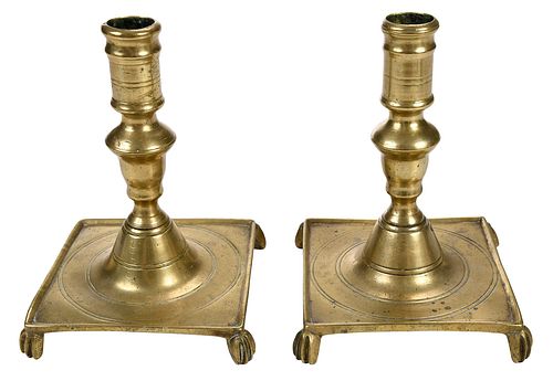PAIR OF BRASS FOOTED CONTINENTAL