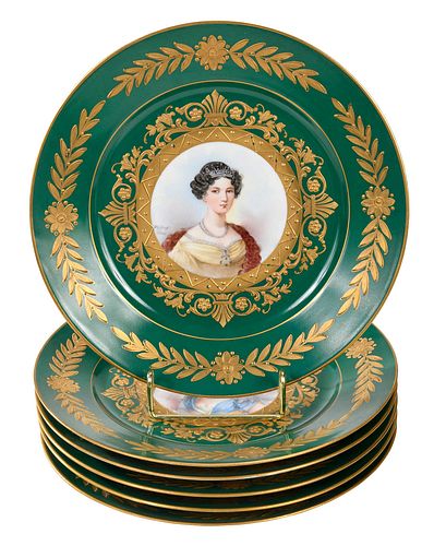 SET OF SIX SEVRES PORTRAIT PLATESFrench  37129e