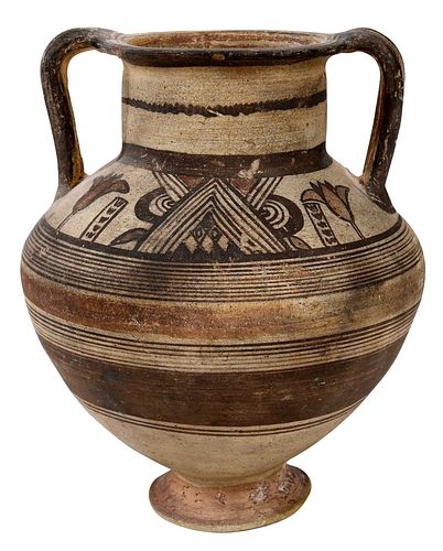 GRECO ROMAN STYLE VASE WITH FLORAL DECORATIONflared