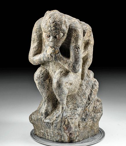 14TH C. CHINESE MING STONE WANGZHU MONKEY