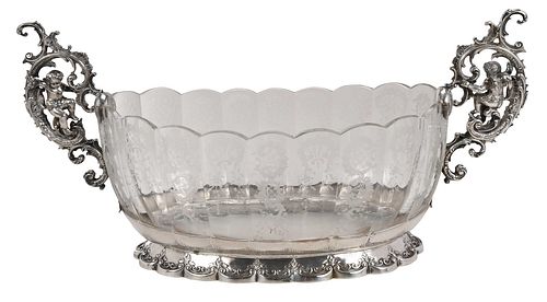 GERMAN GLASS AND SILVER CENTERBOWLprobably 3712c0