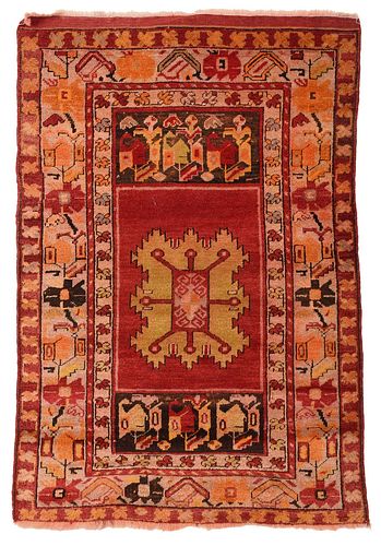 TURKISH RUGmid 20th century red 3712da