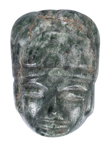 MESOAMERICAN CARVED JADE MASK WITH