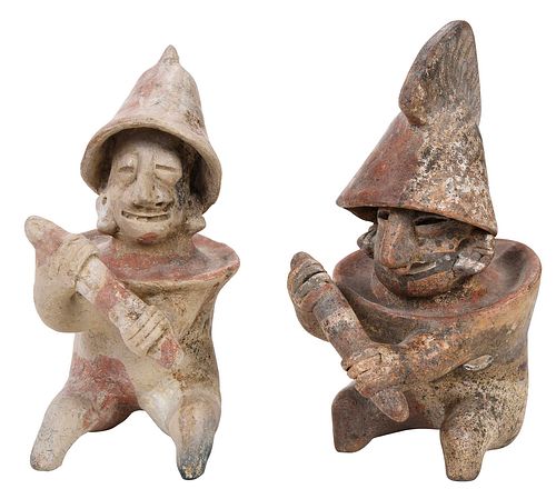 TWO JALISCO STYLE POTTERY WARRIORSeach