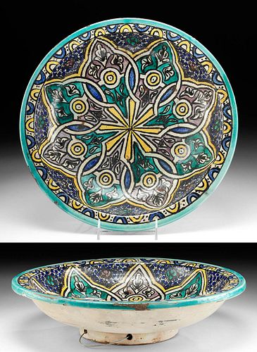 19TH C. MOROCCAN POTTERY BOWL W/ DECORATION,