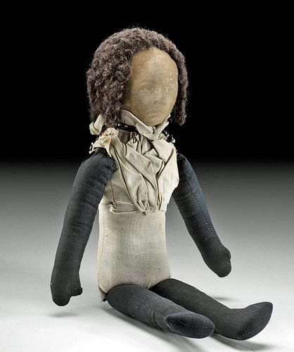 19TH C. AFRICAN AMERICAN DOLL PRINTED