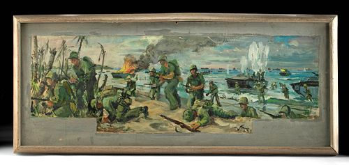 SIGNED WILLIAM DRAPER WWII PAINTING