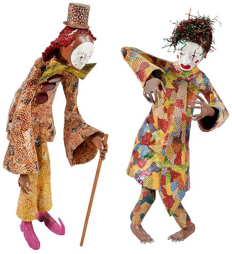 TWO PATRICK DAVIS PAPER MACHE FIGURES Texas Guyana  37139a