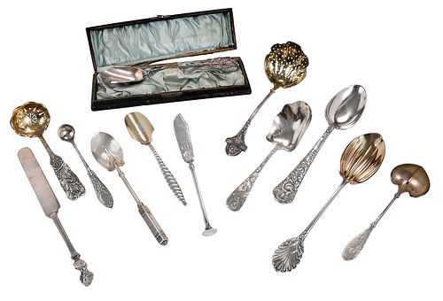 25 PIECES EARLY SILVER FLATWAREAmerican  3713af