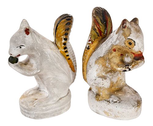 TWO PAINTED CHALKWARE SQUIRRELSAmerican  3713bc