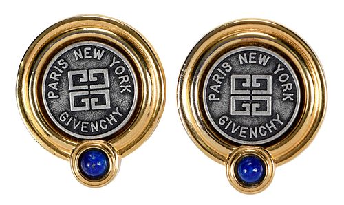 1980S GIVENCHY LOGO CLIP ON EARRINGStwo 3713ea