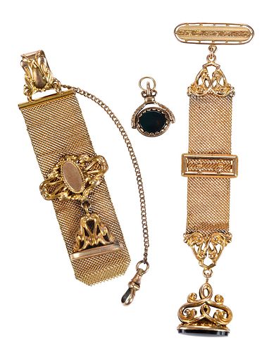 TWO MESH GOLD FILLED WATCH CHAINS 3713f8