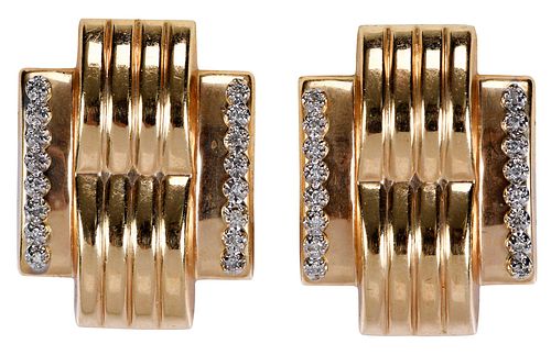 14KT DIAMOND FLUTED EARRINGS32 37140c