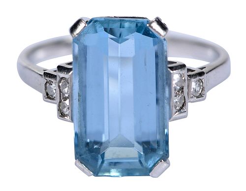 PLATINUM AQUAMARINE AND DIAMOND 37141b