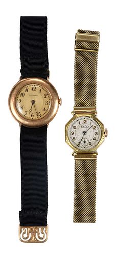 TWO GOLD VINTAGE LADIES WATCHES,